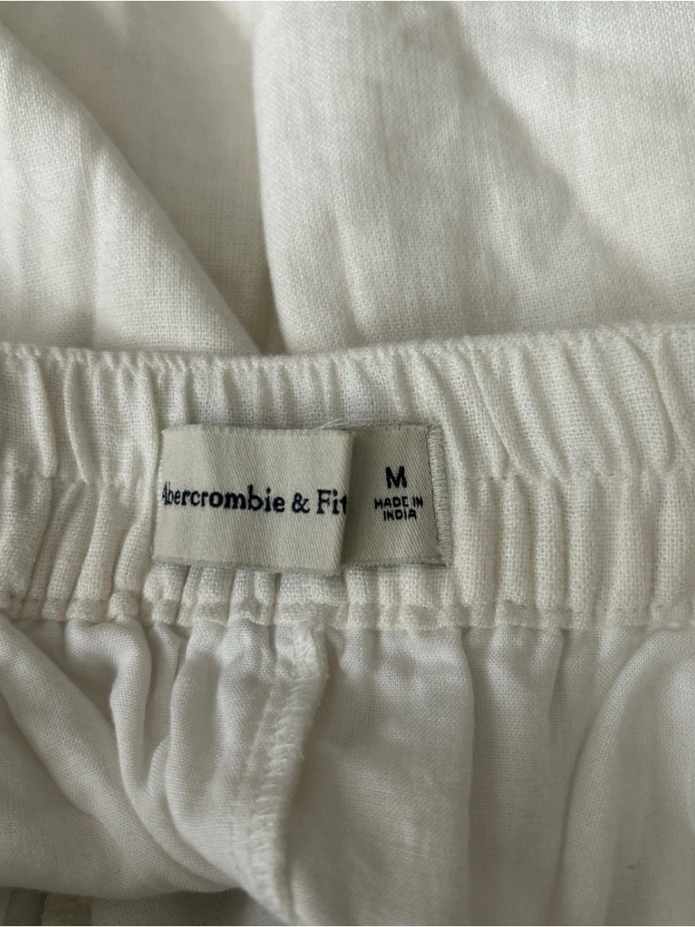 Abercrombie & Fitch White High-Waist Linen- Pull-On Shorts Slip Pockets Medium - Picture 3 of 3